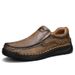 Spring New Handmade Stitched Slip-On Large Size Casual Leather Shoes Men's Super Soft Sole Loafers_vogvips.com