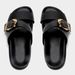 Women's Summer Casual Flat Sandals Black Buckle Slippers Metal Buckle Shoes Comfortable Footwear_vogvips.com