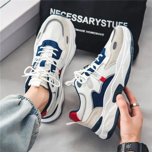 Men Breathable New Mesh Trend Versatile Athleisure Running Trendy Clunky Shoes Blue Free Shipping Ss Size_vogvips.com