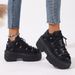 Chunky Platform High-Top Lace-Up Shoes For Women - Fashionable PU Leather Round Toe Boots With Metal Accents & Thick Rubber Sole_vogvips.com