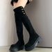 2025 New Thick-Soled Chunky Heel Long For Women, Autumn And Winter Over-the-Knee Suede Slimming High Boots, Riding Boots_vogvips.com