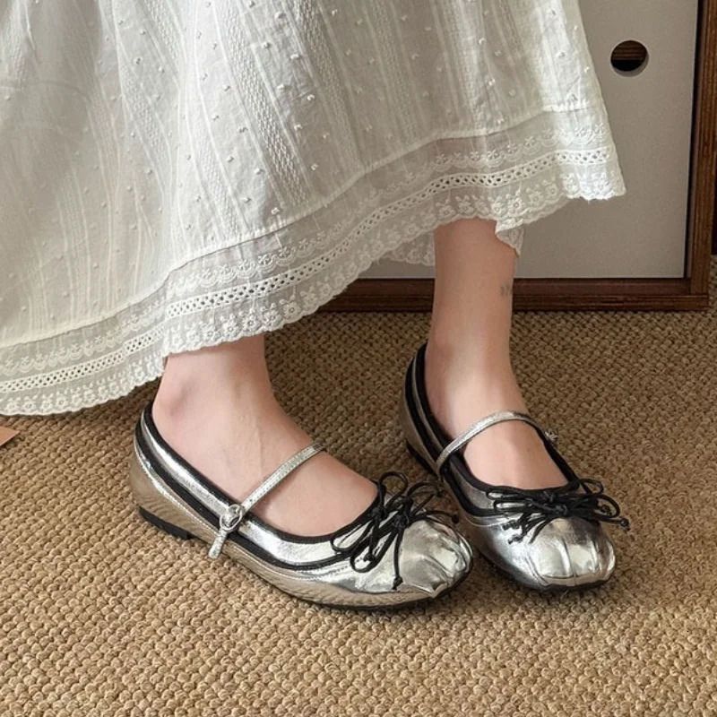 Shoes Woman Flats Low Heels All Match Bow Knot Dress Women Ballerinas Summer Butterfly Knot Mary Janes Walking Sneakers_vogvips.com