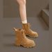 Women's Shoes Thick Soled Height Enhancing Martin Boots Popular Autumn And Winter All Match Plus Velvet Retro Round Toe Short Boots Skinny Boots_vogvips.com