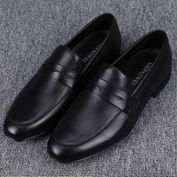 Men's Shoes Casual Leather Shoes New Soft Leather Business Men's Small Leather Shoes Round Toe Soft Sole Casual Youth Toe Men's Leather Shoes_vogvips.com