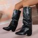 Women's Scarf Bag & Ruched Boots Set – Bohemian Woven Purse With Elastic Ankle Boots (Artistic Outfit Combo)_vogvips.com