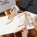 Wedding Pointed Women's Thick Heel Pearl Ribbon Large Size White Women's Shoes_vogvips.com