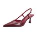 Sexy Burgundy Pointed Toe Sandals For Women 2025 Summer New French Style Closed-Toe Single Shoes Elegant Thin Heel High_vogvips.com