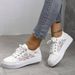 Women Fashion Summer Casual White Cutouts Lace Canvas Hollow Breathable Platform Flat Shoes Woman Sneakers_vogvips.com