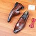 British Style Pair Men, Made Of Genuine Leather Pointed Tips, Suitable For Business Casual Wear, With One Foot On_vogvips.com