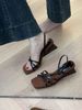 Simon Laine Soft Version~French Niche Wedge Open-toe Sandals For Women, Summer Back Strap Versatile Patent Leather_vogvips.com