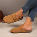 Women's Genuine Leather Slip-On Shoes - Comfortable Cork Sole Loafers With Hidden Wedge, Casual Closed-Toe Mules For Everyday Wear_vogvips.com