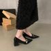Thick-heeled Black Pointed-toe Hih-heeled Women's Shoes 2024 New Korean-style French Retro Leather Loafers For_vogvips.com