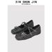 Retro British Style Square Toe Buckle Mary Jane Mid Calf Shoes Low Cut With Back Zipper Spring New_vogvips.com