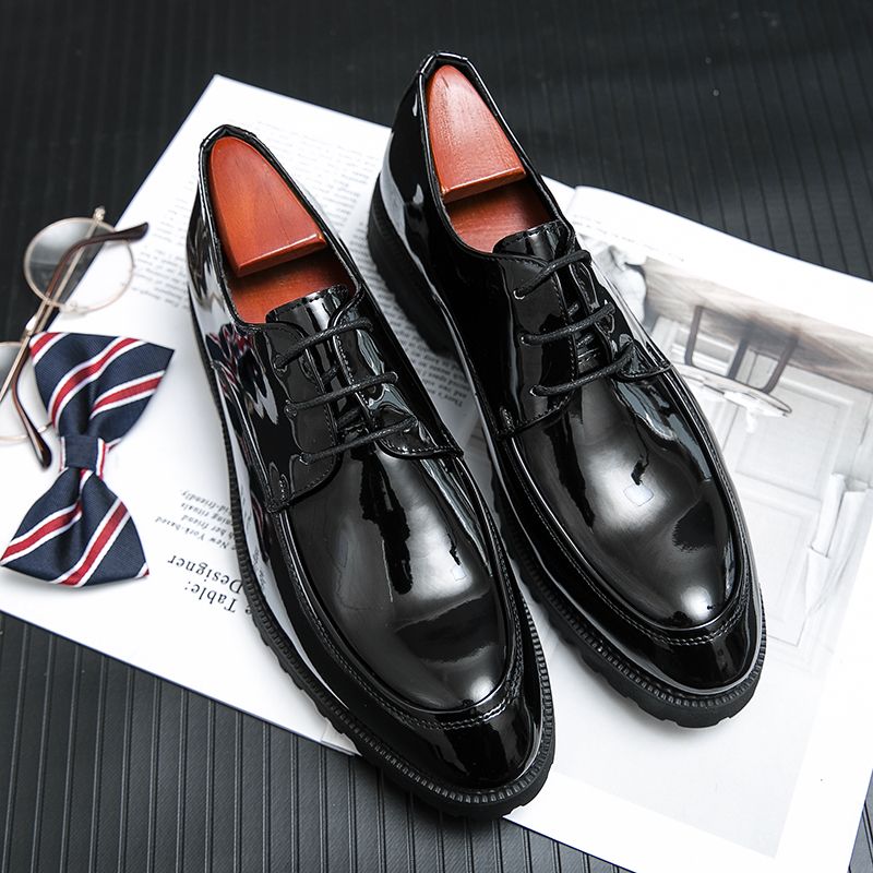 New Men's Brown Business Casual Derby Shoes British Style Lace-up Versatile Brock Men's Shoes Black Suit Banquet Dress Groom Wedding Shoes_vogvips.com
