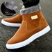 Men's Winter Snow Boots With Side Zipper - Waterproof PU Leather, Fleece Lined, Anti-Slip Rubber Sole For Cold Weather, Outdoor Hiking & Casual Wear_vogvips.com
