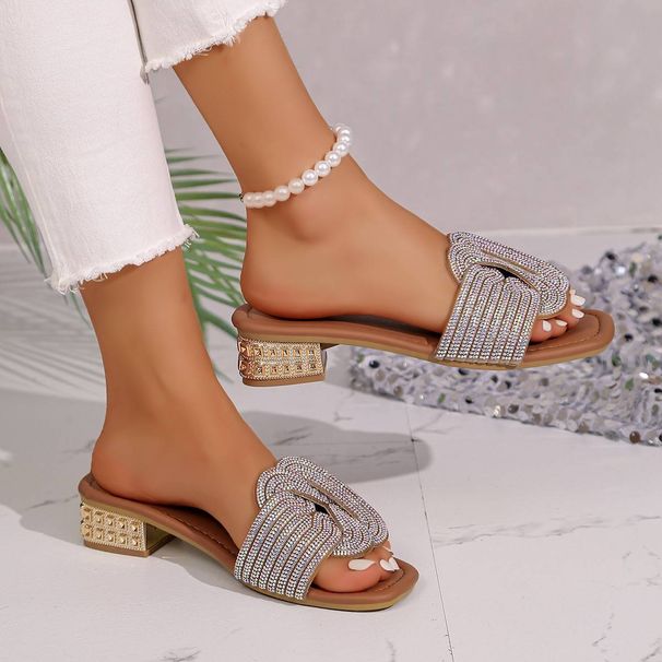 Large Size Women's Comfortable Casual Fashion Diamond Slip-On Sandals For Outdoor Wear_vogvips.com
