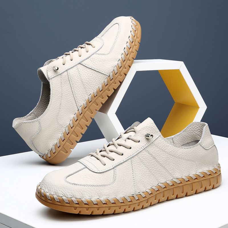 Soft Genuine Leather Cowhide Casual Spring Autumn Summer Comfortable Dad Cow Muscle Sole Men's Shoes_vogvips.com