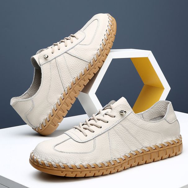 Soft Genuine Leather Cowhide Casual Spring Autumn Summer Comfortable Dad Cow Muscle Sole Men's Shoes_vogvips.com