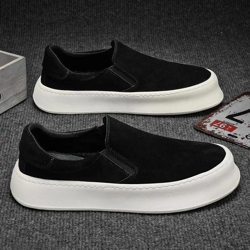 Fashion Men's Shoes Summer 2024 New Low-top All-match Nubuck Leather Sneakers Lightweight Slip-on Slip-on Shoes Fashionable Casual Shoes_vogvips.com