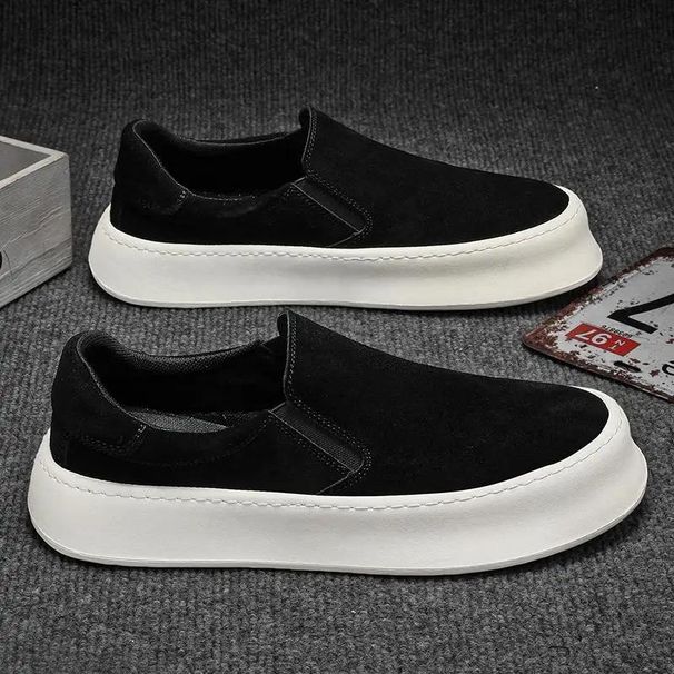 Fashion Men's Shoes Summer 2024 New Low-top All-match Nubuck Leather Sneakers Lightweight Slip-on Slip-on Shoes Fashionable Casual Shoes_vogvips.com