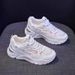 Summer Women's New Breathable Mesh Korean Style Versatile White Sneakers Thick Sole Sports Casual Dad Shoes_vogvips.com