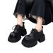 Non Slip Platform Single Women S Lace Up Small Leather Shoes British Loafers_vogvips.com