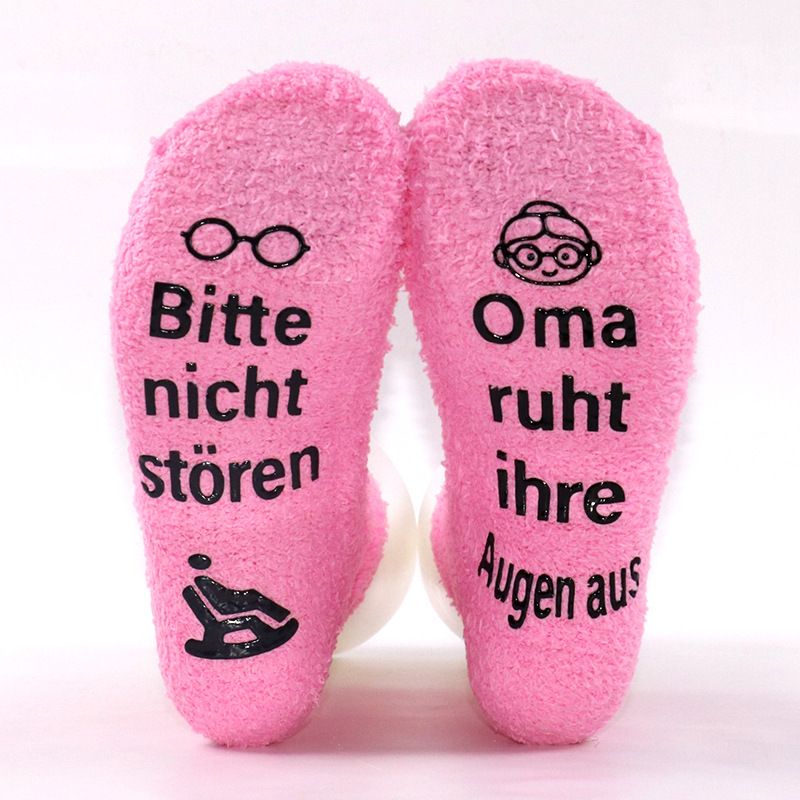 New German creative coral velvet mid tube cake socks grandma series half velvet floor socks thickened sleeping socks_vogvips.com