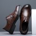 Business Formal British Round Toe Derby Genuine Leather Casual Lace-up Men's Breathable Groom Wedding Shoes Men_vogvips.com