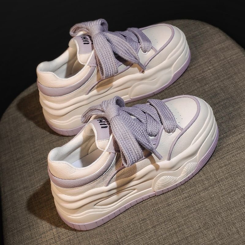 Spring 2026 New Model Women's Height-increasing White Sneakers, Thick-soled Versatile Sports Casual Popular Genuine_vogvips.com