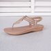 Bohemian Plus Size Women's Sandals 2026 Summer New Fashion Sequin Clip-Toe Cross-Border Flat Slip-On Roman Shoes_vogvips.com