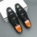 New Black And White Color-block Carved Brick Men's Shoes For Men's Business Leather British Derby Shoes Pointed Toe Banquet Wedding Leather Shoes_vogvips.com
