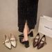 French Small Fragrant Style Pointed Head Thick Heel Single Shoes Women's Beige Word With Medium Heel High Heels Are Not Tired_vogvips.com