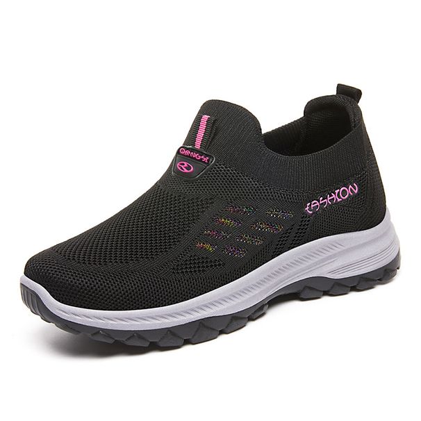 Women's Flying Woven Single Shoes Women's Shoes Soft-soled Feet One Pedal Mother Shoes Casual Shoes Elderly Shoes_vogvips.com