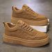 Men's Fashion Sneakers With Thick Sole - Casual Comfort Shoes For Running & Daily Wear - Breathable & Lightweight Design - Available In Brown & White_vogvips.com