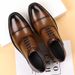 Men's Brown Leather Oxford Shoes Pointed Toe Wedding Dress Shoes_vogvips.com