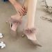 New Autumn Winter Cat-heel Closed-toe Slip-on Furry Slippers Women, European And American Style Ostrich Feather Pointed_vogvips.com