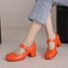 Cross-border Foreign Trade Women's Mary Jane Patent Leather, Round Toe, Chunky Heel, Buckle Strap, Simple High-heeled_vogvips.com