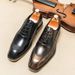 Euro Step British Style Business Square Toe Brogue Leather Korean Version Casual Breathable Handmade Oxford Shoes For Men_vogvips.com