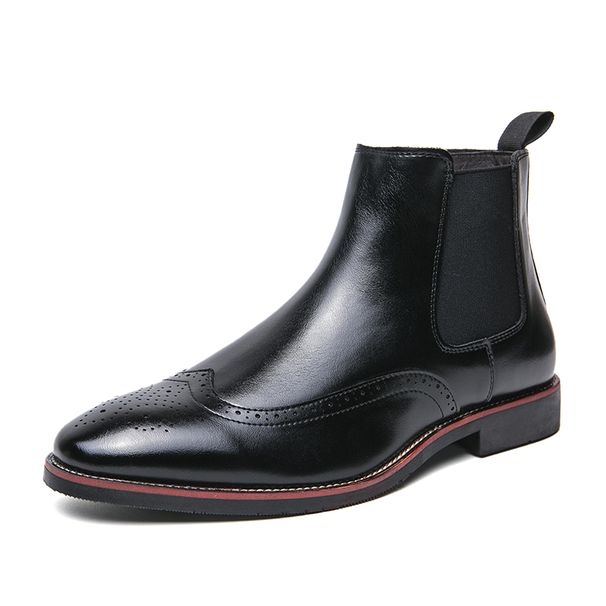 New Fashion Chelsea Boots Men's Brown Retro High-top Men's Boots European And American Fashion Boots British Gentleman Leather Boots_vogvips.com