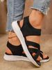 Plus Size Sandals New Arrivals: Women's Breathable Flat Roman Sandals - Relaxed Fit, Stretchy, Lightweight, Sporty Style_vogvips.com