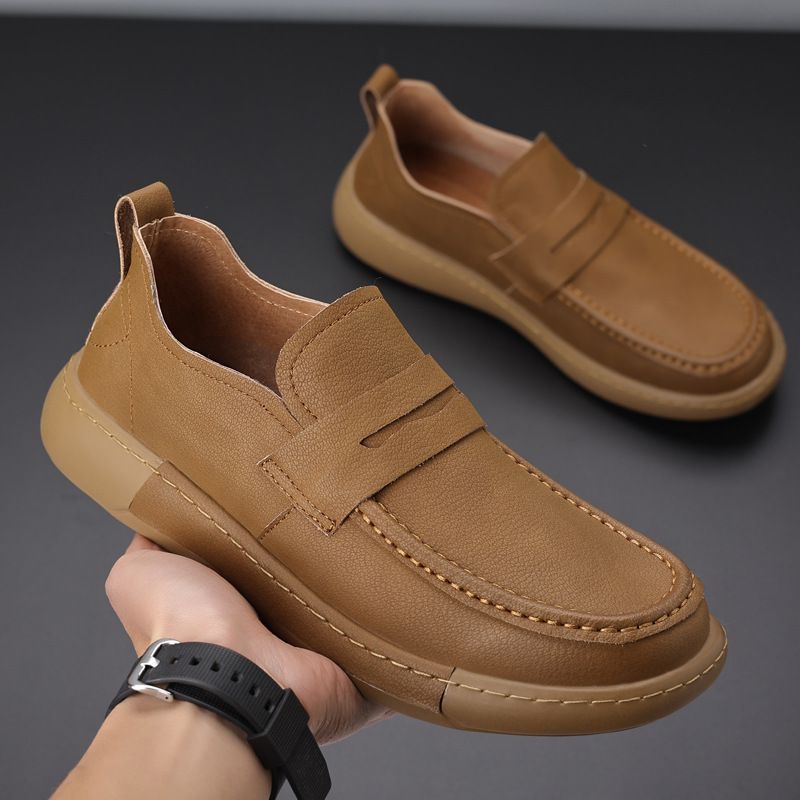 2025 Spring And Autumn With Soft Surface, Simple Le Fu Thick Soled Work Clothes Shoes, Trdy Low Cut Casual Shoes For_vogvips.com