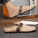 Comfortable Mens Slippers With Leather Upper Summer Casual Shoes Lightweight Breathable For Indoor Outdoor Use_vogvips.com