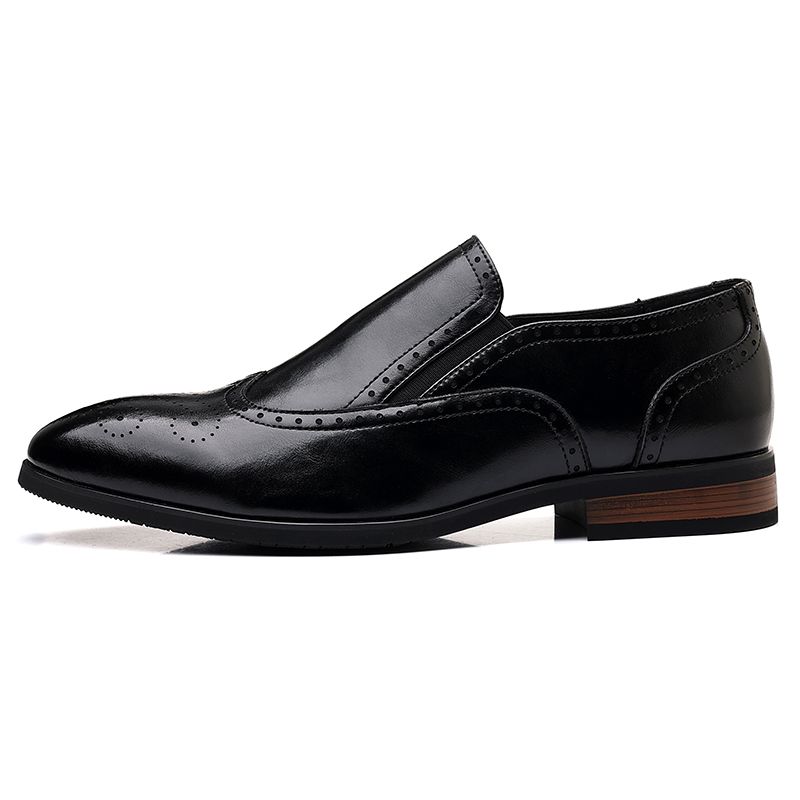 Men's Genuine Leather Brogue Loafers Dress Shoes With Wingtip Perforations Comfortable Business Casual Oxfords Office &_vogvips.com