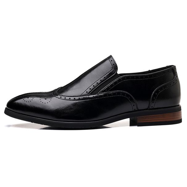 Men's Genuine Leather Brogue Loafers Dress Shoes With Wingtip Perforations Comfortable Business Casual Oxfords Office &_vogvips.com