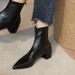 Milk Tea Pointed Toe Small Size Short For Women, Mid Genuine Leather Back Zipper Stretch Slim Boots, Nude Color Chunky_vogvips.com