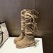 Cowhide Version~Wasteland Style Tassel Knight 2025 Autumn New Thick Heel Over-the-Knee Long Boots_vogvips.com