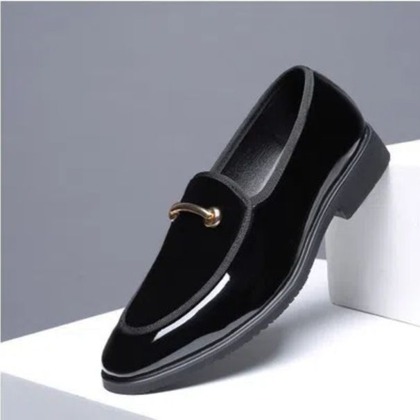 Men's Leather Slip-On Dress Shoes British Style Comfort Formal Shoes Large Size_vogvips.com
