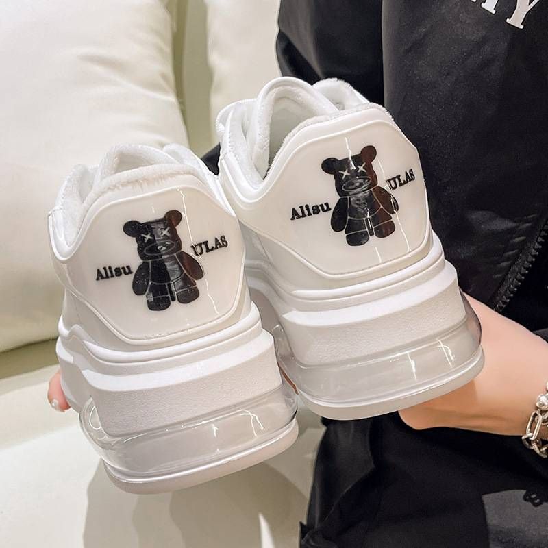 Women's Autumn New Heel Bear Design Casual Shoes Heightened Women's Shoes Sneakers_vogvips.com