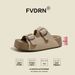 Women's Toast Style Sandals 4.5cm Platform Sole Genuine Leather Brown Apricot Gray Beige Summer Fashion Slippers_vogvips.com