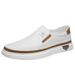 Suitable For All Seasons Spring And Summer Men's Casual Shoes, Slip-On White Genuine Leather Non-Slip Soft Sole Middle-Aged Dad Driving Loafers_vogvips.com